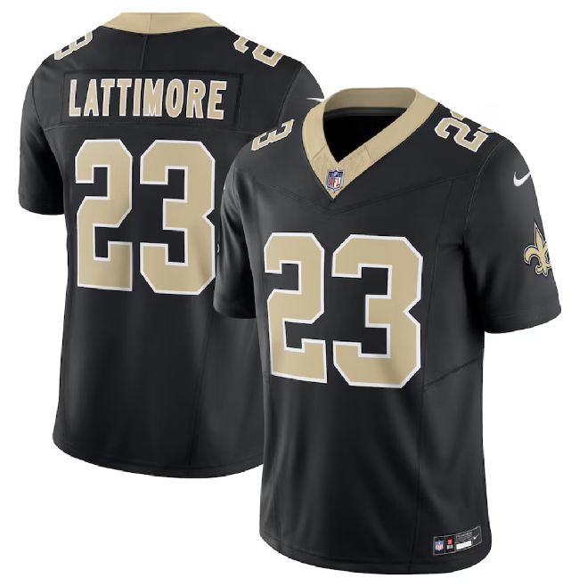 Men's New Orleans Saints #23 Marshon Lattimore Black 2023 F.U.S.E. Vapor Untouchable Limited Football Stitched Jersey